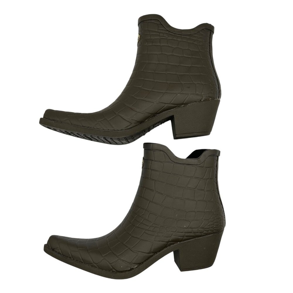 Talolo Boho Cowboy Pointy Toe Croc Embossed Rubber Ankle Boots (7) - Picture 5 of 15